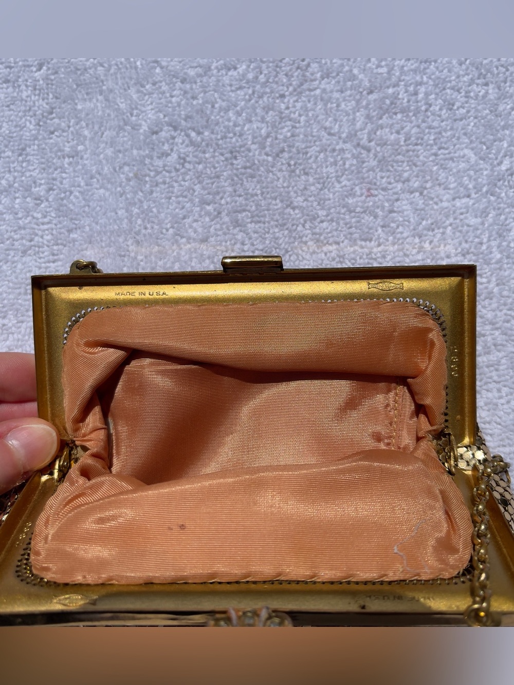 Whiting & Davis Vintage Set Gold Metal Mesh Evening Bag Matching Coin Purse - Picture 5 of 16